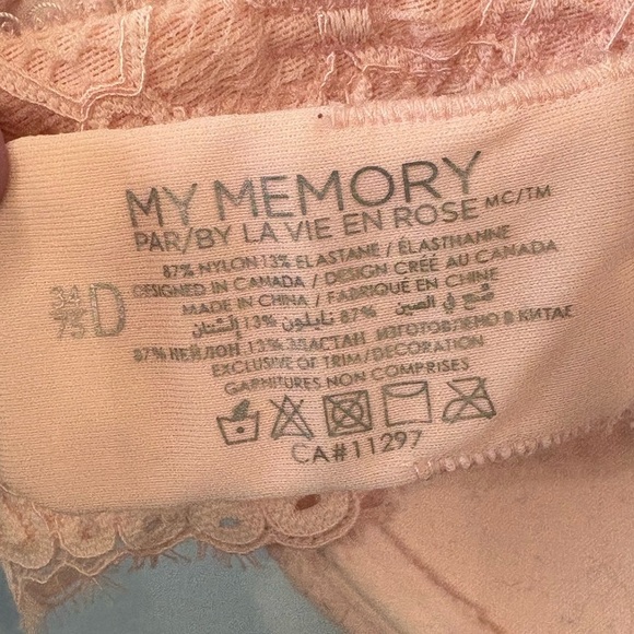 La Vie En Rose Lightly Lined Memory Foam Pink Lace Bra D34 - Picture 6 of 6